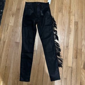 NEW J Brand x Halpern Maria High Rise Skinny Jeans Black Fringe Stellar 27 $398